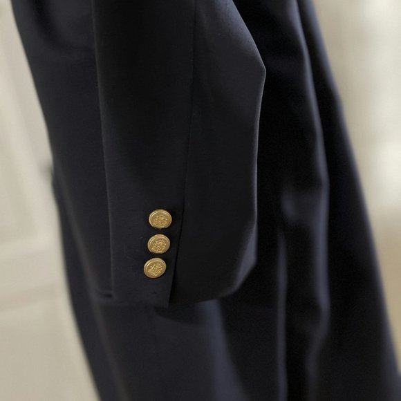 Ferrini Navy Wool Blazer Mens 46L Vintage Sports Coat Blue Single Breast - Picture 3 of 10